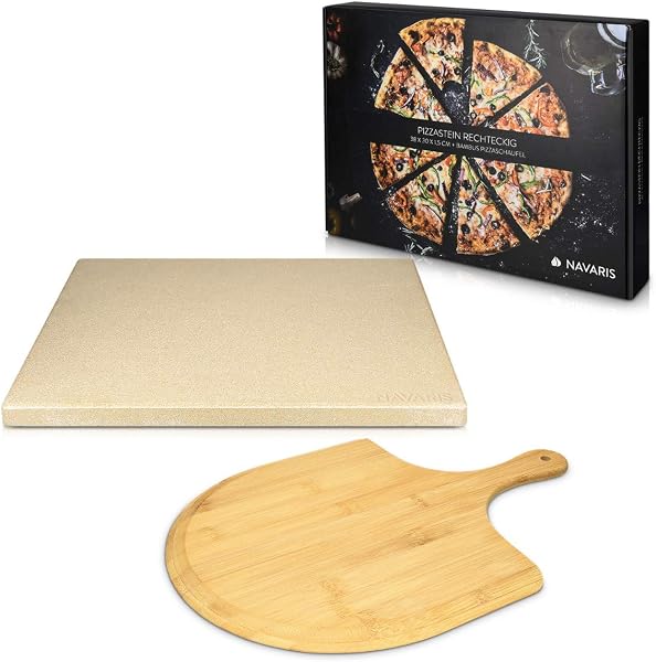 Pedra Refrátaria Cordierite 38 cm + Pá de Pizza em Bambu (Até 500 °C)