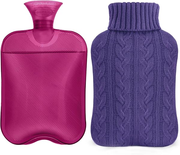 Saco de Água Quente Longo YuYu Bottle (81 cm) com Capa em Malha Caxemira / Algodão Canelado