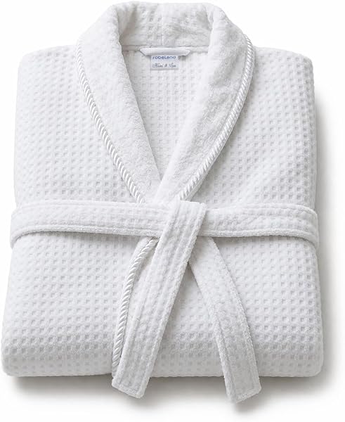 Roupão de Casa Unissexo em Algodão Turco / Waffle de Spa com Gola Xale (Certificado Oeko-Tex)