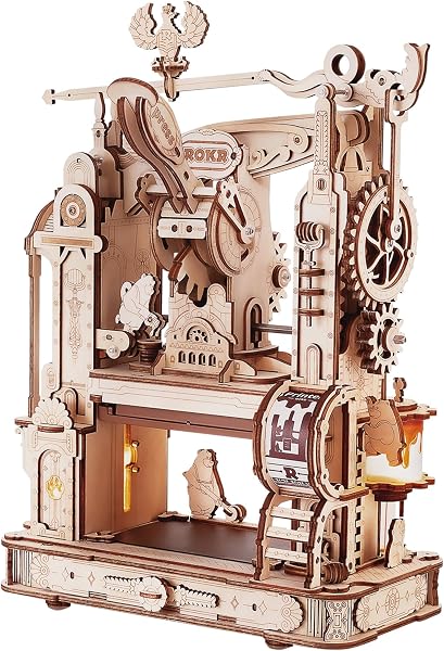 Maquete Mecânica ROKR / Ugears em Madeira Cortada a Laser (Projetor de Filme / Relógio Pêndulo)