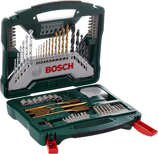 Conjunto de Brocas e Pontas Titânio Bosch X-Line (70 Peças p/ Madeira, Pedra e Metal em Mala Organizada)